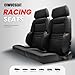 Universal Racing Bucket Seats, 1 Pair Race Car Seats w/Dual Slider, Black PVC Leather With CIWUCSEAT LOGO, Low Back Bucket Seats 165° Adjustment, For Car Use, Not Including Seat Bracket