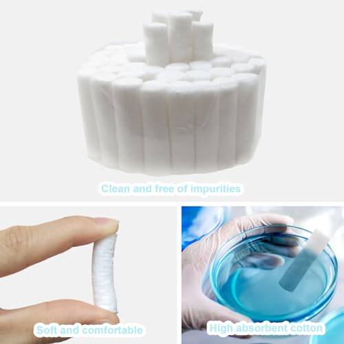 FUIPVGI 250 Stück Zahnärztliche Wattebäusche Dental Cotton Rolls Dental Gaze Rollt Zahngaze Hochsaugfähige Wattebausch Wattepads für Zahnärzte Nasenstöpsel für Blutige Nase Zähne Mund (Weiß)