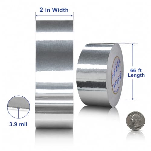 Image of Aluminum Foil Glass Fiber Cloth Tape,Silver,Good for HVAC, Sealing & Patching Hot & Cold Air Ducts, Metal Repair (2IN x 4mil x 66FT)