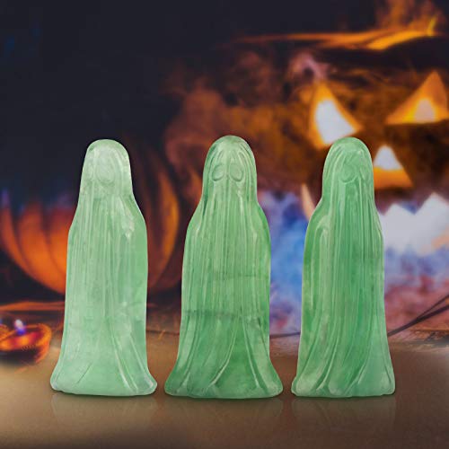 Artistone 3.0" Green Fluorite Crystal Halloween Ghost Decor Statue Figurine Gemstone Ghost Sculpture Healing Stones For Carnival Party,Home #TOP2