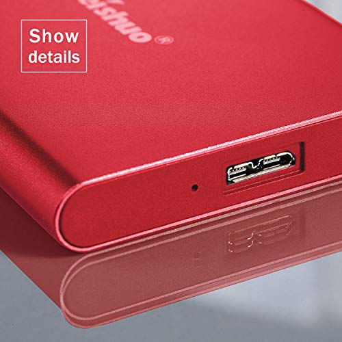FEISHUO Tragbare externe Festplatte 1 TB, HDD USB 3.0 für PC, Mac, Windows, Linux, Android OS (1T, Rot) – Bild 5