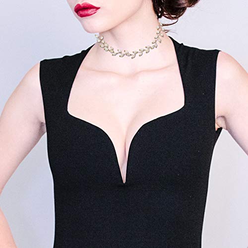 Rofusn 2Pcs Women Peace Leaves Choker Necklace Black White Elegant Young Style Collar Neckband #TOP1