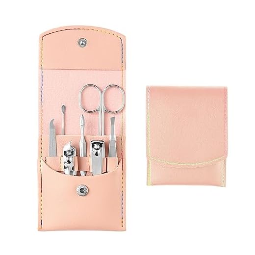 Tadipri Set Da 7 Pezzi Manicure Professionale - Forbicine Unghie, Manicure E Pedicure Set Con Custodia In Similpelle, Kit Manicure Da Viaggio - Set Unghie, Kit Unghie - Rosa