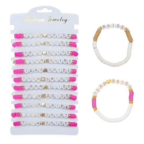 JYNVO 12 pièces, accessoires de bracelet pour femmes mariée, bracelets d'équipe de mariée, rose