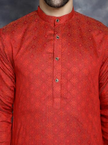 Image of Jompers Silk Men's Regular Fit Woven Design Kurtas