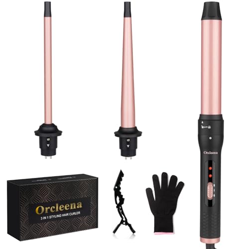 Curling-Wand-3-in-1-Mermaid-Hair-Curler-Ceramic-Curling-Tongs-Iron-Set-for-Long-Thick-Thin-Hair-Interchangeable-Barrels-Beach-Waves-Styling-Tools-with-Glove-Rose-Gold