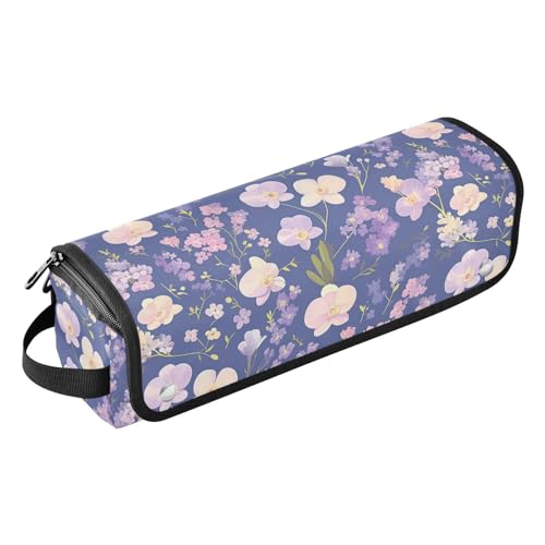 Bolsa de viaje para herramientas de cabello Chic Purple Flowers con tapete resistente al calor portátil para plancha, rizador y secador