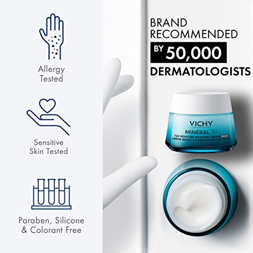 Vichy Mineral 89 Rich Cream, 72H Moisture Boosting Cream | Hydrating Face Moisturizer With Hyaluronic Acid, Niacinamide And Lipids | Daily Face Cream With Rich Texture For Dry Skin #TOP5