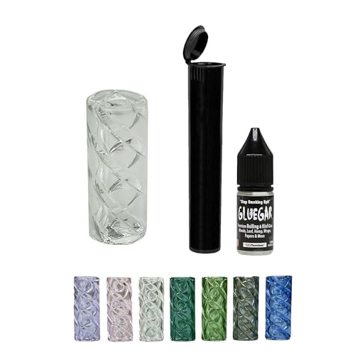 Rollers- TriSpiral- Cyclone Glass Tips- 12mm- Variety Colors (RYO Glass Tips) Tube and GlueGar (Clear-12mm)
