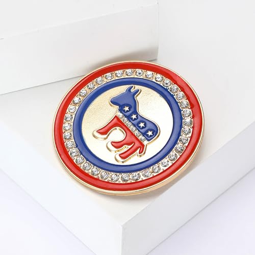 Image of USA Democratic Party Donkey Brooch Patriotic Pin-Show your support for the Democratic Party