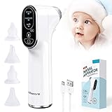 Bubbacare Baby Nasensauger, Elektrischer Nasenreiniger Ohrenschmalz Entferner mit 4Größen Wiederverwendbarem Rotzsauger für geborene Kleinkinder Säuglinge Elektrisch