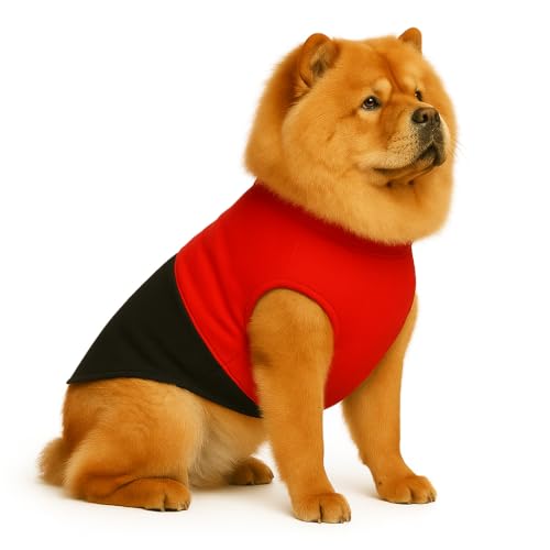 Image of The Pets Company Dog Winter Coat Jacket, Clothes, Windproof, Reversible, Light Weight, Washable, Ultra Warm Thick Fleece Lined Dog Vest for Cold Weather Protection, (Red Black, Large - 24 Inch)