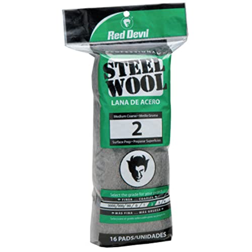 Red Devil 0315 Steel Wool, 2 Medium Coarse, (Pack of 16)