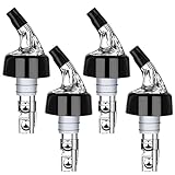 NFFIBDH Automatic Measured Bottle Pourer - Quick Shot Spirit Liquor Pour Spouts with Dust Caps for Wine Cocktail Beverages - Ideal Home Bar Tools 1 oz / 30ml (Clear, 4 Pack)