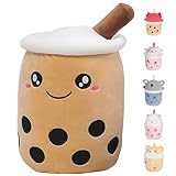 MMguai 14 inch Cute Big Boba Tea Plush Soft Hugging Pillow,Large Brown Pearl Milk Tea Stuffed Animals Toy for Girls Boys Birthday,Christmas