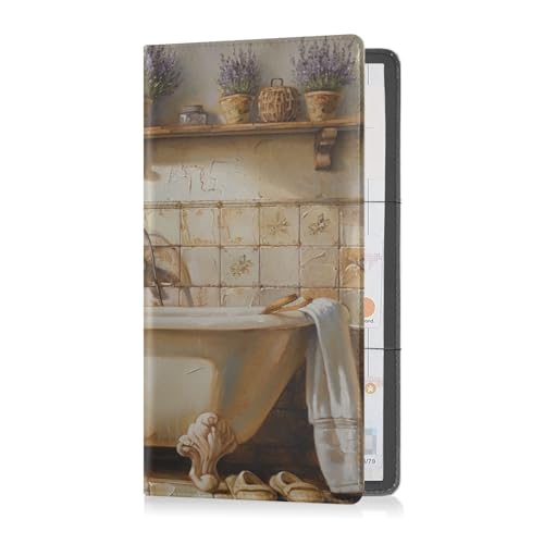 Porta carte di immatricolazione e assicurazione da auto pelle PU uomo donna accessori camion per documento essenziale patente di guida elegante vasca da bagno con piastrelle vintage Multi 1