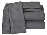 Elite Home Winter Nights Fleece Extra Plush 4-Piece Sheet Set, Full, Charcoal