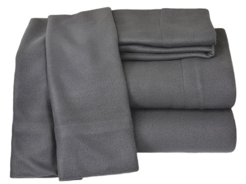 Elite Home Winter Nights Fleece Extra Plush 4-Piece Sheet Set, Full, Charcoal