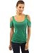 PattyBoutik Women's Scoop Neck Cut Out Flutter Sleeve Blouse (Medium Green S)