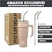 HYDRAFLOW Capri - 40oz Tumbler with Straw and Handle - Triple Wall Vacuum Insulated Tumbler - Insulated Smoothie Cup - Stainless Steel Tumbler - Reusable Tumbler with Lid - Clay