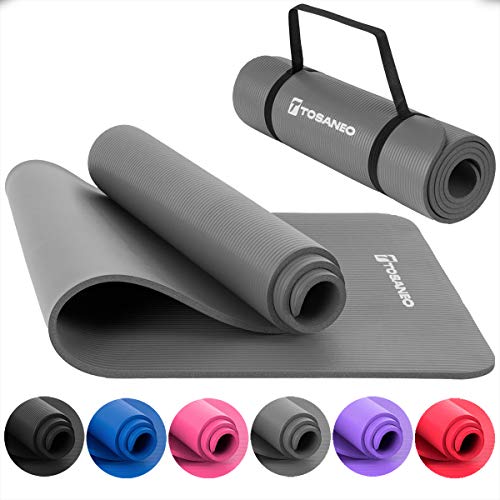 TOSANEO Fitnessmatte mit Tragegurt Gymnastikmatte aus NBR...