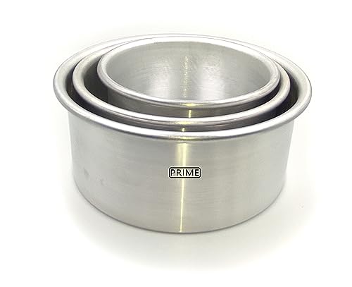 Image of Prime Bakers and Moulders Round Cake Baking Pan Aluminum Tin Mold for Oven (6,7,8 Inch)