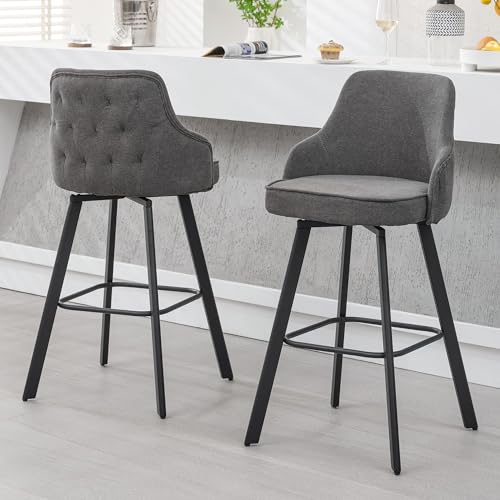 Image of Swivel Bar Height Bar Stools Set of 2, 30 inch Barstool for Kitchen Island