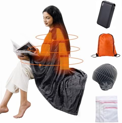 Heated Blanket with 20000mAh 22.2W Power Bank, Large 70