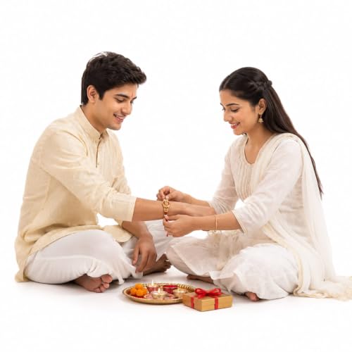 Image of Canfinity Premium Krishna Rakhi for Brother | Wooden Beads Designer Rakhi | Handmade Traditional Raksha Bandhan Thread | 1 Pc