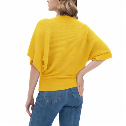 Image of EDSTAR Women Dolman Batwing Sleeves Knitted Sweaters Winter Boat Neck Pullovers Tops