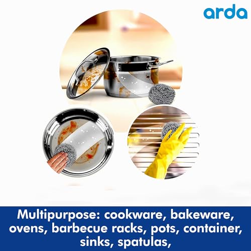 Image of Arda Steel Scrubber Combo Set consists of stainless steel wool wire scrubbers: hard on dried stains but soft on the hands(Pack of 12).