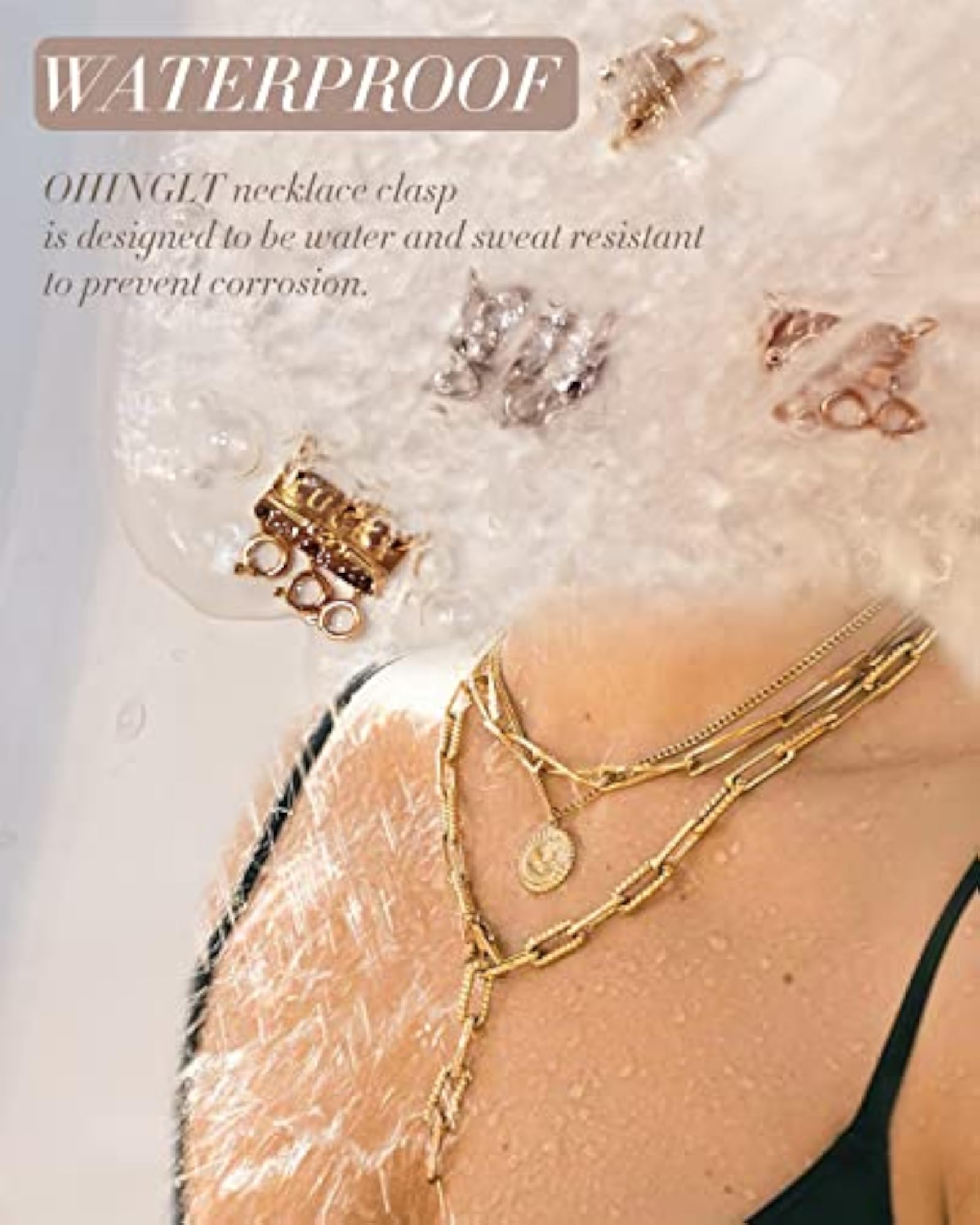 Lucky Necklace Layering Clasps, 18K Gold and Silver Plated