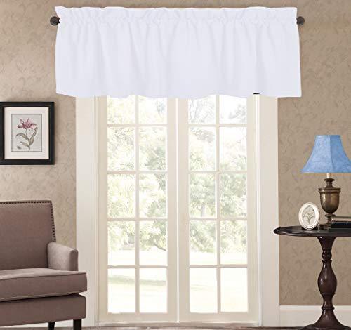 Native Fab Set Of 2 Valance Curtains For Windows 54"X18" For Living Room Bedroom Kitchen Windows Bathroom, Farmhouse Vintage Curtain Valances Rod Pocket - White #TOP3