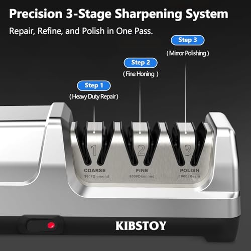 KIBSTOY 3-Stage Electric Knife Sharpener with Diamond Abrasive — view 4