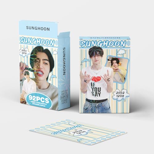 92 PCS Photocards 60 PCS Lomo Cards Set 32 PCS Stickers Postcard Gift Merchandise for Boys and Girls (SUNGHOON)