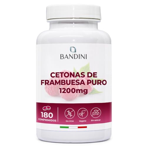 Bandini® Cetona de frambuesa pura 1200mg - Complemento vegano, 180 comprimidos para 6 meses - Rubus idaeus - Fácil de tragar - Ideal para dietas cetogénicas y bajas en carbohidratos - No-GMO, Sin Glut