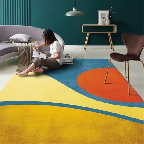 Tapis créateur 60x110CM au design minimaliste moderne jaune - 2