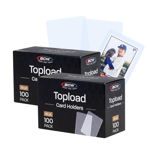 Image of BCW 3x4 Standard Topload Card Holders | 200 Pack | Top Loaders for Cards | Rigid Card Protector | Fits Standard Size Cards Up to 35pt