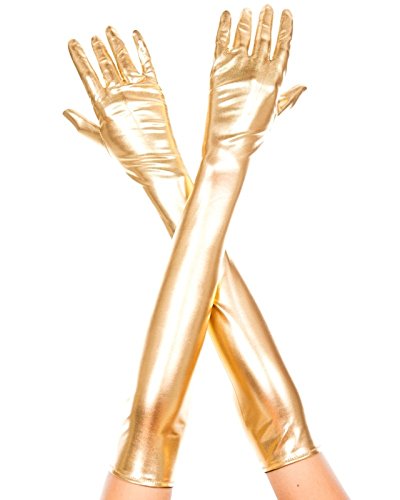 queenshiny® longue aspect mouillé gants déguisement jeu de role wet look (Or)