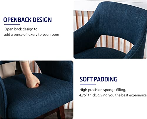 Kmax Fabric Counter Height Bar Stools Swivel Farmhouse Bar Stools With Wood Legs Open Back Footrest For Kitchen Island, Set Of 2- Blue #TOP3