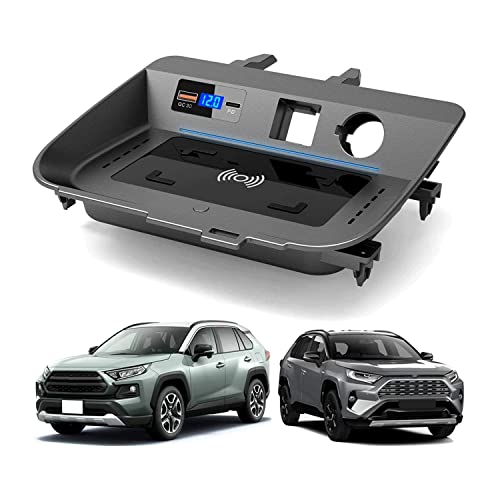NAMEAL Wireless Car Charger for to-yo-ta RAV4 2020 2021 Center Console Panel, with QC3.0 USB and PD Port 15W Fast Phone Charging Board for 12/11 / XS All QI Smartphones,LeftDrive