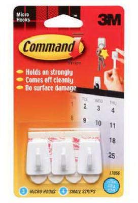 3M 17066 Command Micro Hooks with Strips44; 3 Count