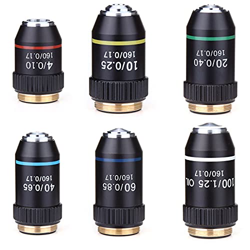 195 Objetivo acromático Negro 4X 10X 20X 40X 60 X 100 microscopio óptico Lente Objetivo RMS 20,2mm Piezas objetivas (Color : 40X with Spring)