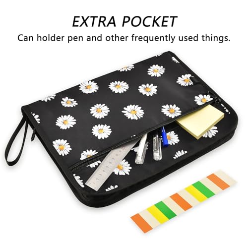 Expanding File Folder White Daisy Flower Black Accordion File Organizer by ALAZA - Used condition - Image 6
