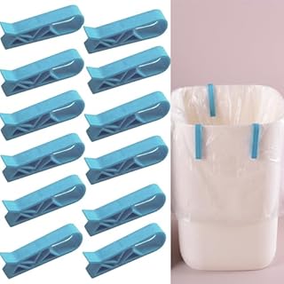 12PCS Blue Wheelie Bin Clips Plastic Multi-functional Anti-Slip Waste Bin Bag Clamp Clips Garbage Clip Trash Can Clip Trash Bag Holder Bin Clips Wheelie Bin Strap for Kitchen Garbage Waste Trash