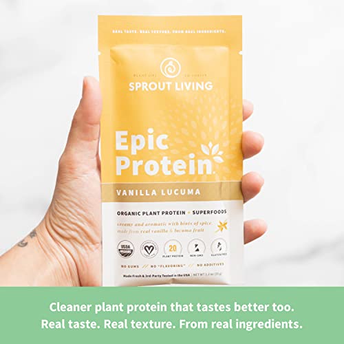 Sprout Living Epic Protein Bundle - Chocolate Maca & Vanilla Lucuma (20G Organic Plant-Based Protein Powder, Vegan, Gluten Free, Superfoods) | 2Lb, 24 Servings #TOP5
