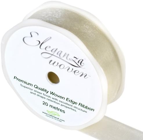 Eleganza 25 mm x 20 m Woven Edge Ribbon, Ivory – BigaMart