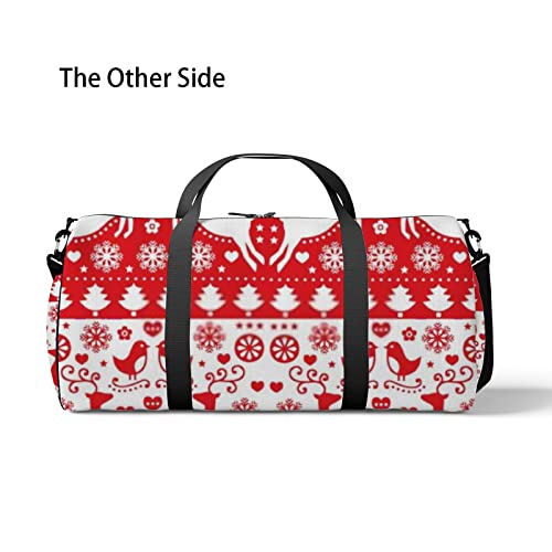 Bolsa de viagem grande para homens e mulheres, bolsa de fim de semana de rena vermelha e branca, bol