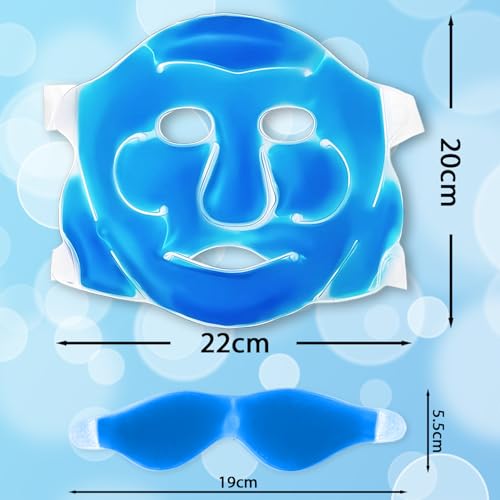 Image of Aqua Ice Face & Eye Cooling Gel Mask and Aloe Vera Gel Mask Ice Pack for Face and Eye Patches Remove Dark Circles, Fatigue Cool Eyes Patch Pads Eye Care | Facial Skin Refresh Face Mask for Hot & Cold Therapy (Blue Face Mask, Eye Mask)