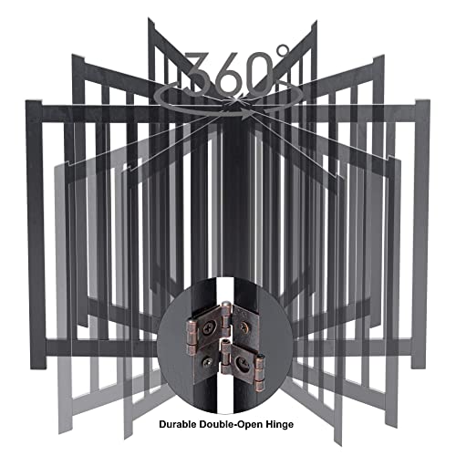 LZRS 6-Panel Extra-Wide Freestanding Wooden Dog Gate Indoor – 24”High Foldable Safety Pet Barrier for Doorways, Hallways, Kitchens, and Long Staircases, Durable Design fit Small to Medium Dogs, Black by LZRS - Image 5